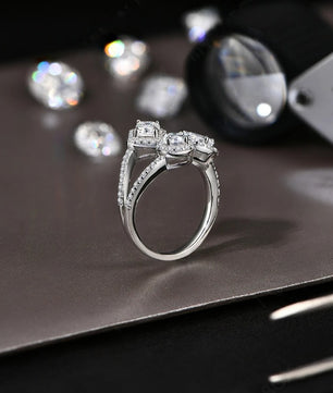 Three Stone Moissanite Ring For Women - Ornalux