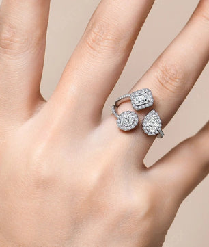 Three Stone Moissanite Ring For Women - Ornalux