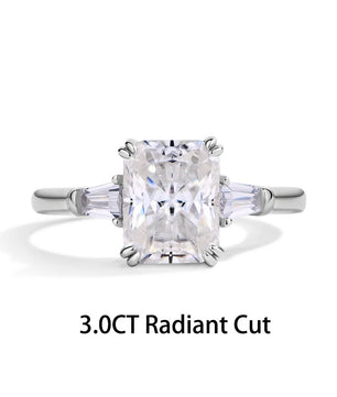 Luxury 3CT Radiant/Emerald Cut Moissanite Diamond Ring - Ornalux