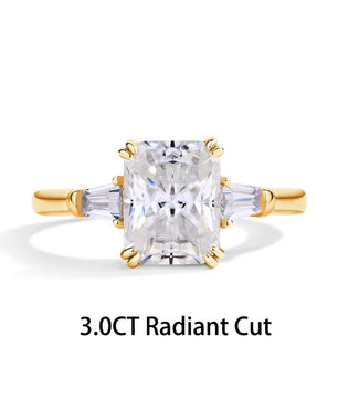 Luxury 3CT Radiant/Emerald Cut Moissanite Diamond Ring - Ornalux