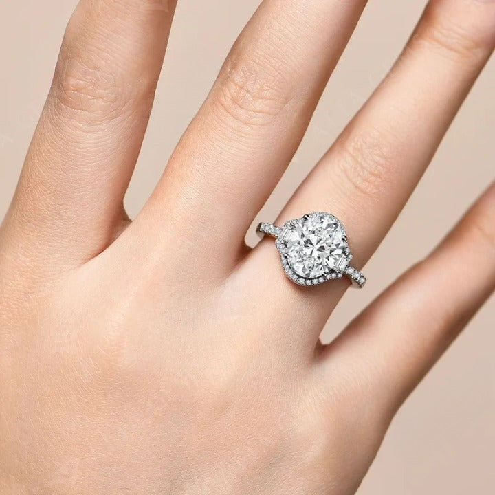 D Color 5CT Oval Cut Moissanite Solitaire Ring - Ornalux