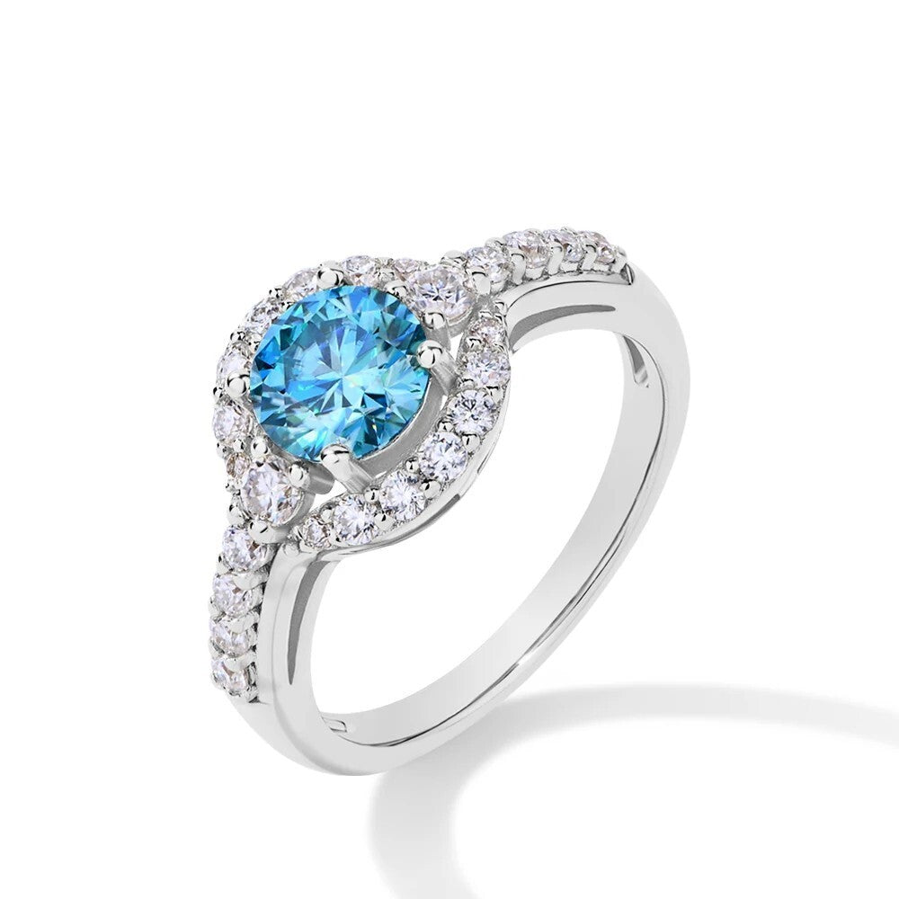 1.0CT Blue Moissanite Angel Eye Ring - Ornalux