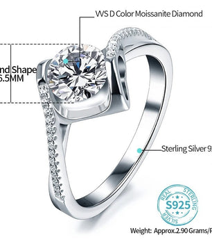 Elegant 1.0CT Round Cut Moissanite Ring for Women - Ornalux