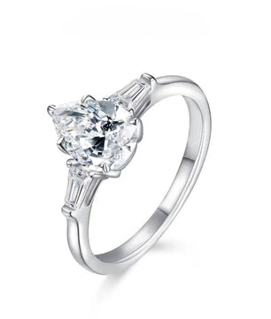 D Color 1.5CT Pear Cut Moissanite Bridal Ring - Ornalux