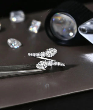 Snake Shape Moissanite Wedding Ring - Pear Cut - Ornalux
