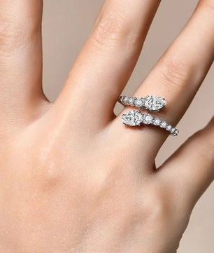 Snake Shape Moissanite Wedding Ring - Pear Cut - Ornalux