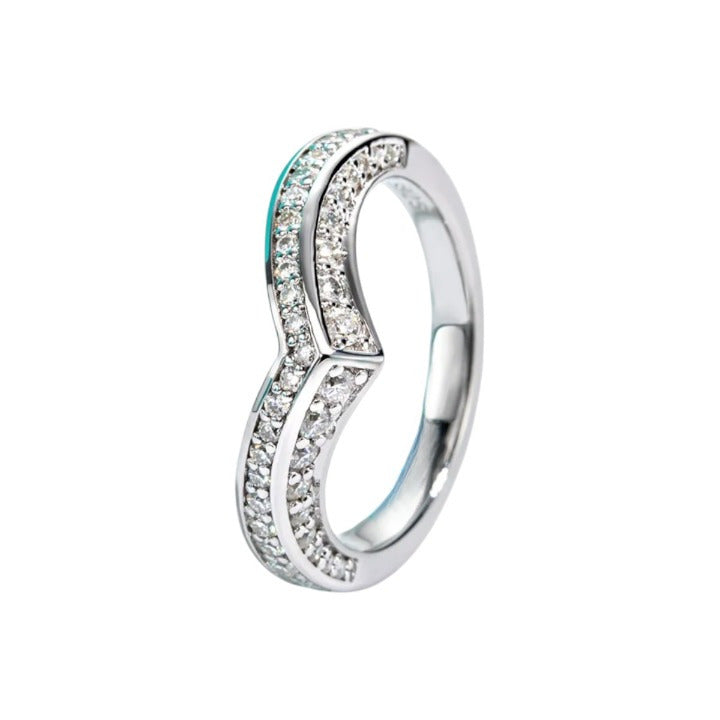 Certified Moissanite Ring V Shape Wedding Band - Ornalux