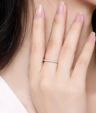 Moissanite Ring Wedding Band 925 Silver 18k Plating - Ornalux