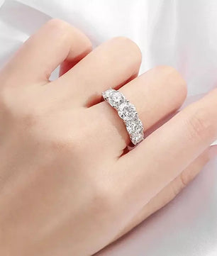 Sparkling 3.6CT Moissanite Ring 5-Stone Wedding Band - Ornalux