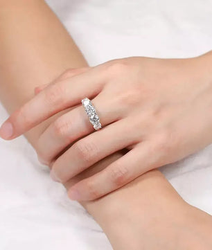 Sparkling 3.6CT Moissanite Ring 5-Stone Wedding Band - Ornalux
