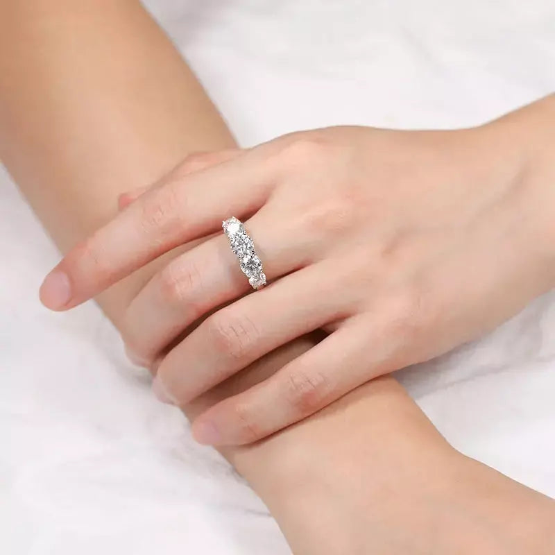 Sparkling 3.6CT Moissanite Ring 5-Stone Wedding Band - Ornalux