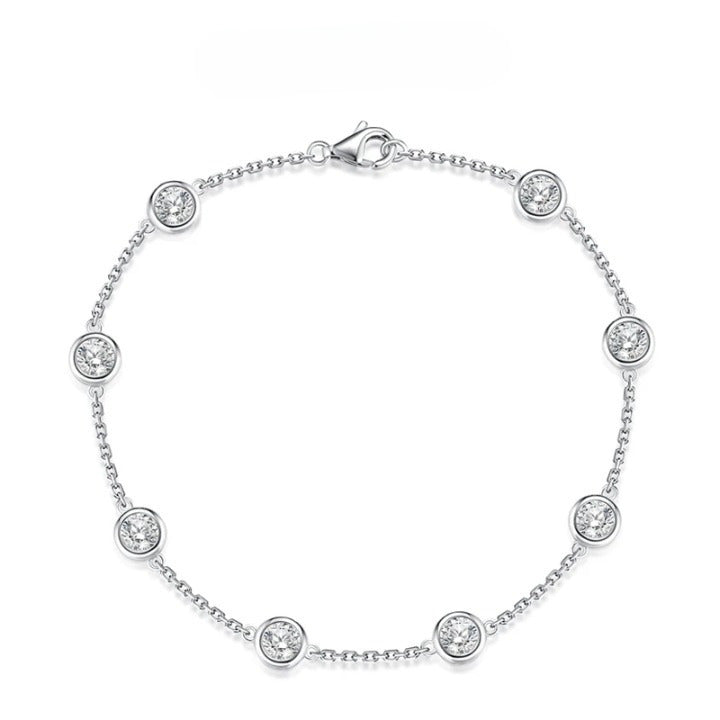 D Color Moissanite Diamond Bracelet - Round Cut - Ornalux