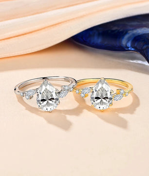 D Color Pear Moissanite Engagement Ring - Fine Jewelry Gift - Ornalux
