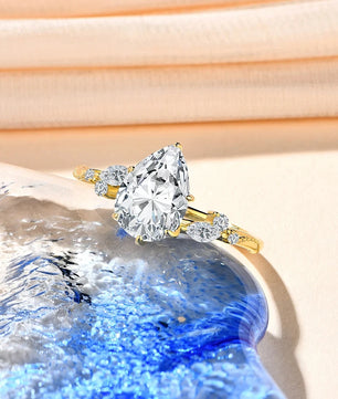D Color Pear Moissanite Engagement Ring - Fine Jewelry Gift - Ornalux