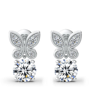 2Ct D Color VVS1 Moissanite Butterfly Earrings - Ornalux