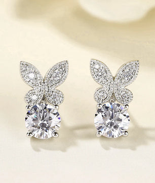 2Ct D Color VVS1 Moissanite Butterfly Earrings - Ornalux