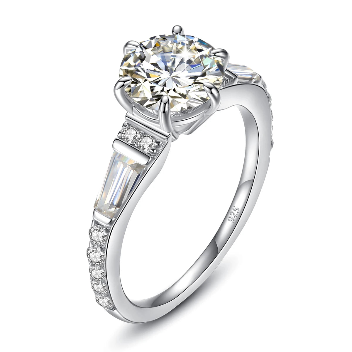 Certified 2Ct Moissanite Diamond Ring 925 Silver - Ornalux