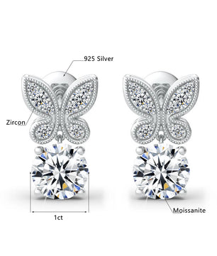 2Ct D Color VVS1 Moissanite Butterfly Earrings - Ornalux