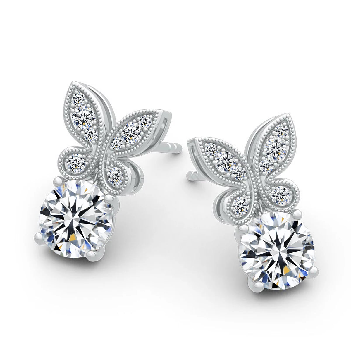 2Ct D Color VVS1 Moissanite Butterfly Earrings - Ornalux