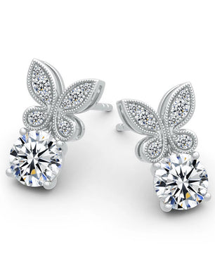 2Ct D Color VVS1 Moissanite Butterfly Earrings - Ornalux