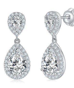 4.17Cttw Pear Cut Moissanite Drop Earrings - Ornalux