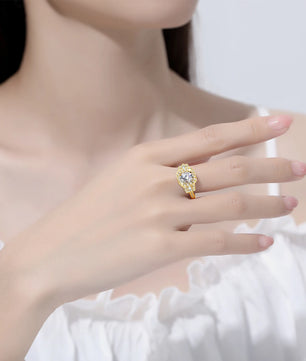 1.5Ct D Color Moissanite Ring - Gold Plated Jewelry - Ornalux