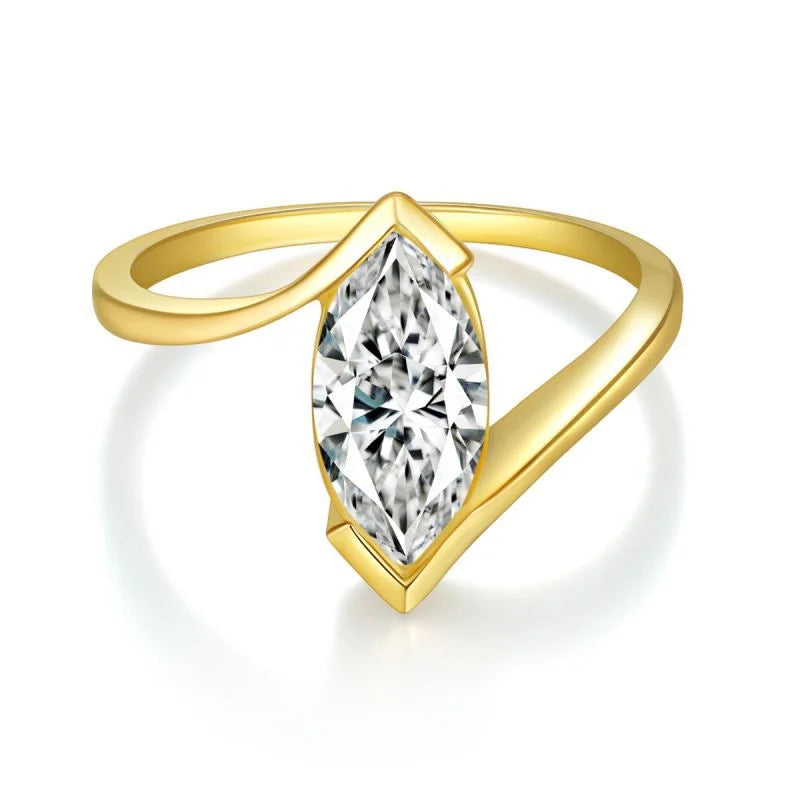 1 Carat Horse Eye Marquise Cut Moissanite Ring - Ornalux