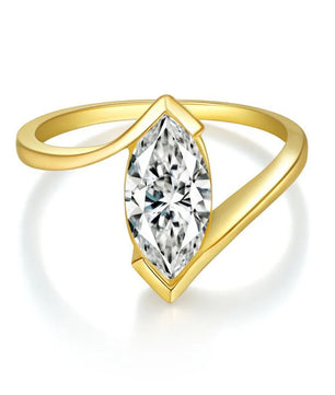 1 Carat Horse Eye Marquise Cut Moissanite Ring - Ornalux