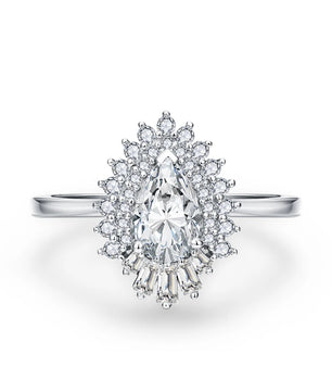 1.77Cttw Pear Cut Moissanite Diamond Ring - 18K Gold Plated - Ornalux