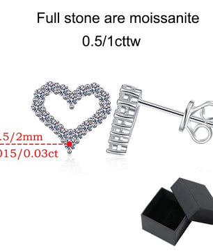 Heart Moissanite Stud Earrings D Color - Ornalux