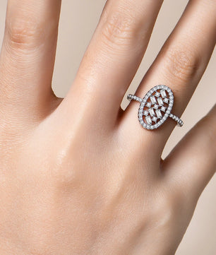 Handmade White Gold Moissanite Engagement Ring for Women - Ornalux