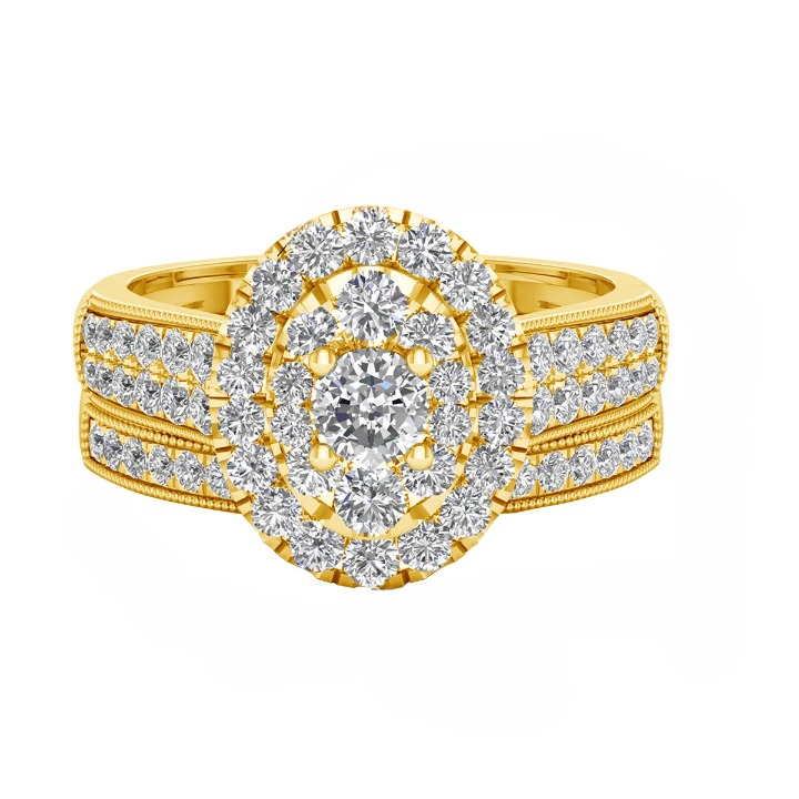 Luxury Moissanite Rings Set - Yellow Gold Bridal Jewelry