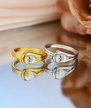 Pear Cut Moissanite Engagement Hug Ring - Ornalux