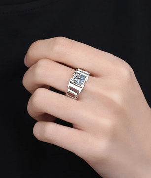 D Color Moissanite Ring 1ct Men's Band - Ornalux