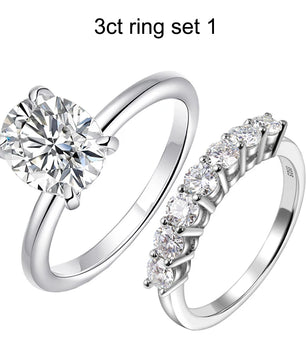 2Ct Luxury White Gold Oval Moissanite Wedding Ring Set - Ornalux