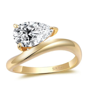 3 Carat D Color Water Drop Pear Cut Moissanite Ring - Ornalux