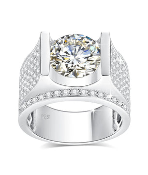 Real Silver Men's Moissanite Ring 4Ct Hip Hop Jewelry - Ornalux