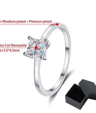 Princess Cut Moissanite Solitaire Ring - 4.5mm - Ornalux