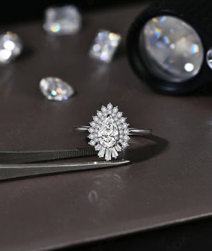 1.77Cttw Pear Cut Moissanite Diamond Ring - 18K Gold Plated - Ornalux