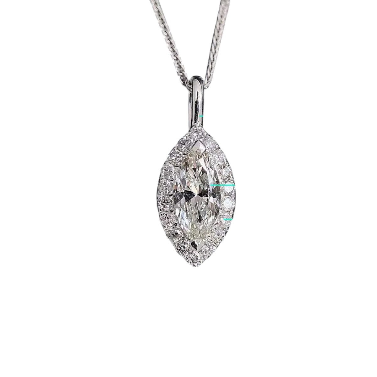 1Ct Marquise Moissanite Necklace Yellow Gold Pendant