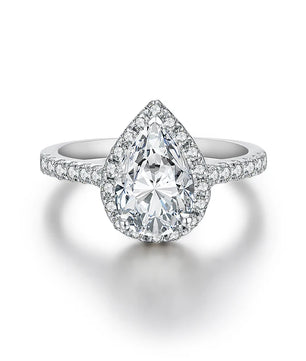 Luxury Pear Cut 2CT Moissanite Engagement Ring - D Color - Ornalux