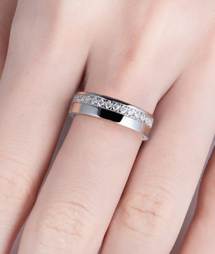 D Color Moissanite Wedding Band Rings for Men - Ornalux
