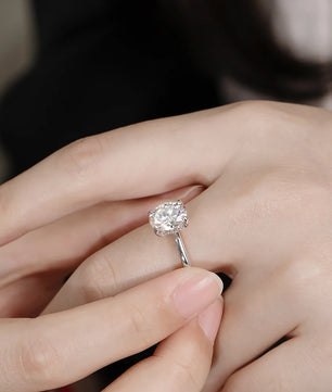 2Ct Luxury White Gold Oval Moissanite Wedding Ring Set - Ornalux