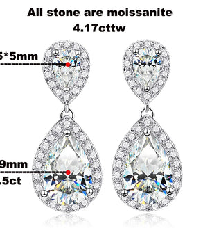 4.17Cttw Pear Cut Moissanite Drop Earrings - Ornalux