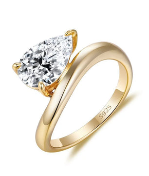 3 Carat D Color Water Drop Pear Cut Moissanite Ring - Ornalux