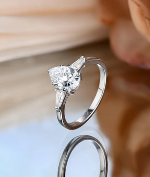 D Color 1.5CT Pear Cut Moissanite Bridal Ring - Ornalux
