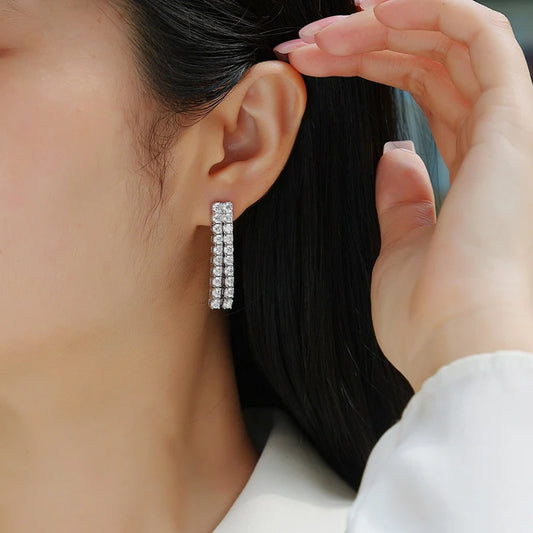 4CTTW Real Moissanite Drop Earrings - Long Tassel Dangle - Ornalux