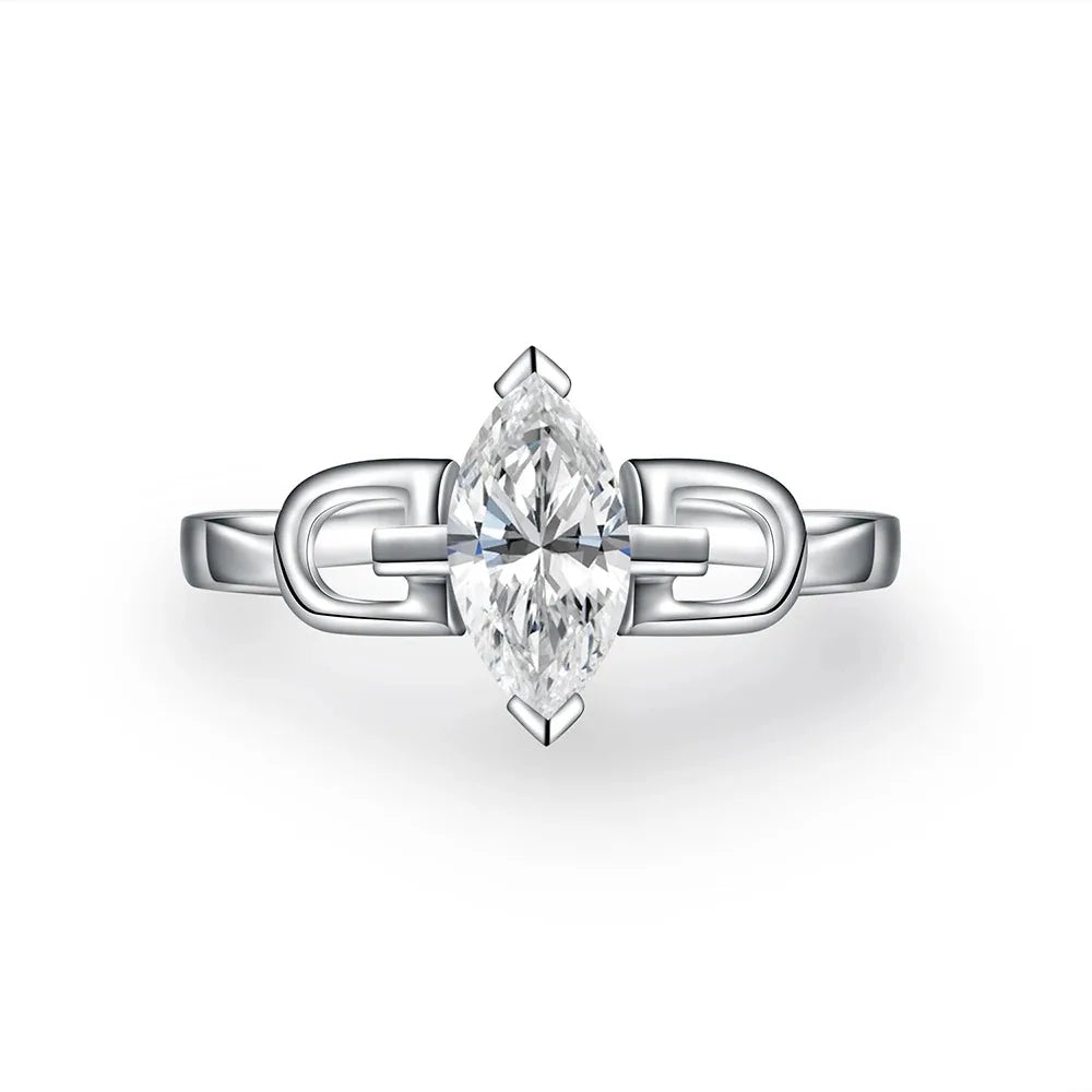 Marquise Cut Moissanite Engagement Ring - Unique Design - Ornalux