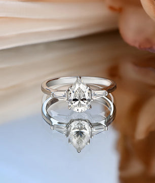 D Color 1.5CT Pear Cut Moissanite Bridal Ring - Ornalux