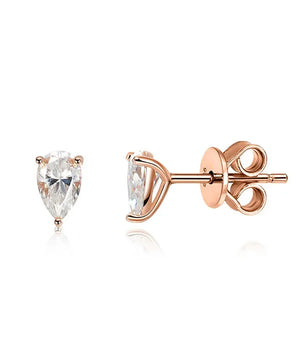 Certified Moissanite Stud Earrings - Pear Cut - Ornalux